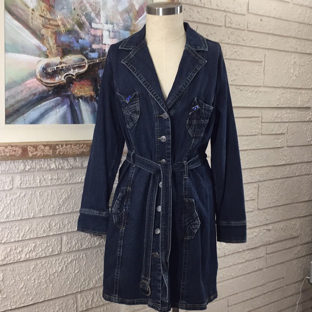 JOUJOU Denim Trench Style Belted Dress/Coat